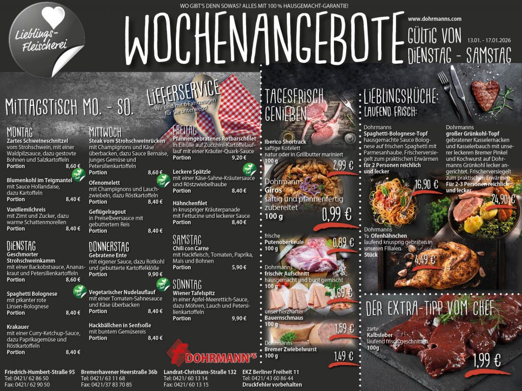 Dohrmanns Fleischerei Bremen Wochenangebote