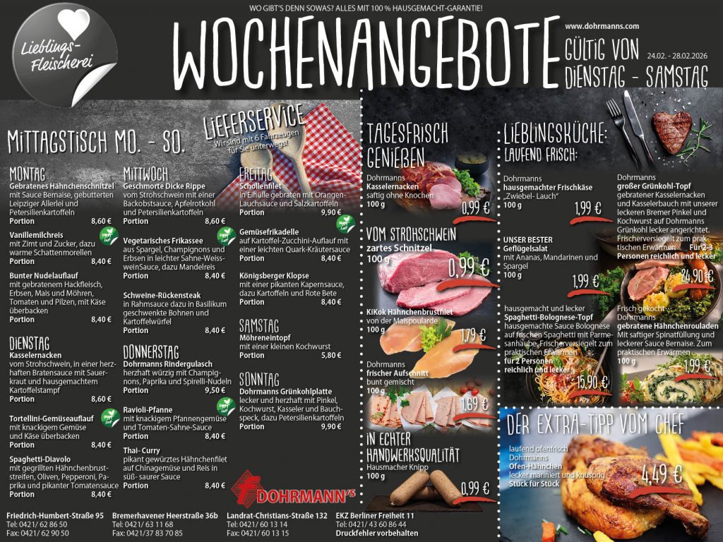 Dohrmanns Fleischerei Bremen Wochenangebote