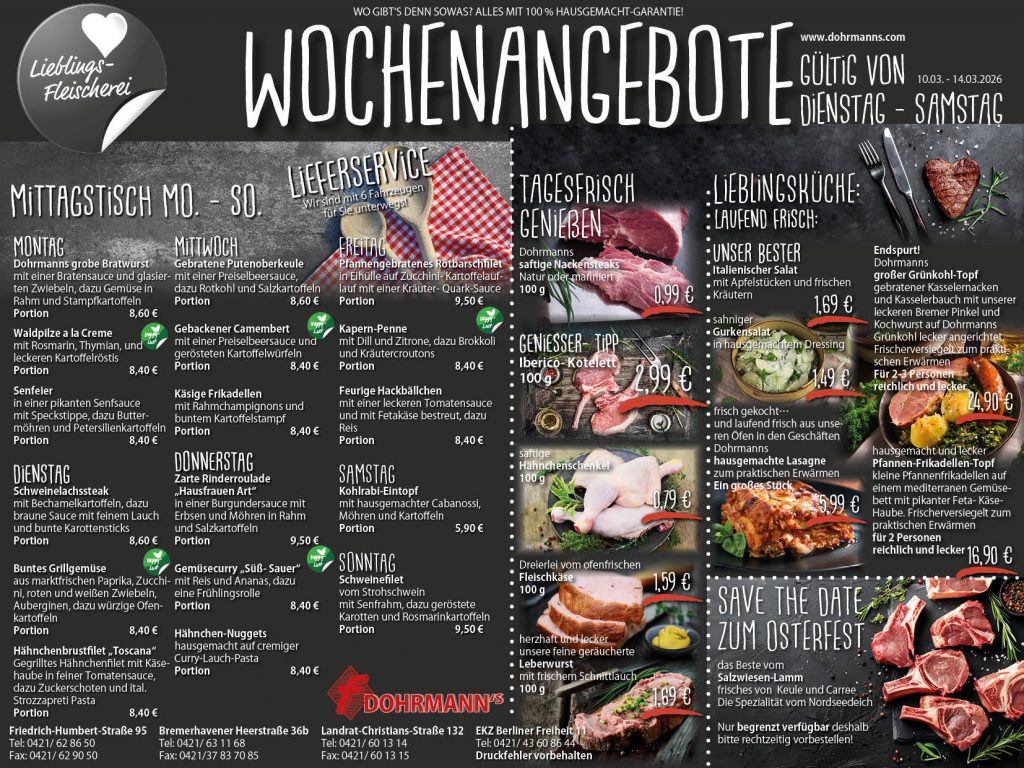 Dohrmanns Fleischerei Bremen Wochenangebote