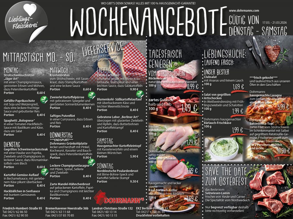 Dohrmanns Fleischerei Bremen Wochenangebote