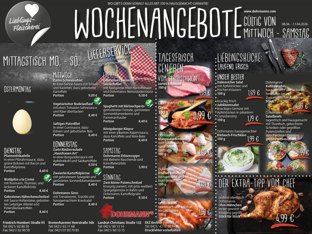 Dohrmanns Fleischerei Bremen Wochenangebote