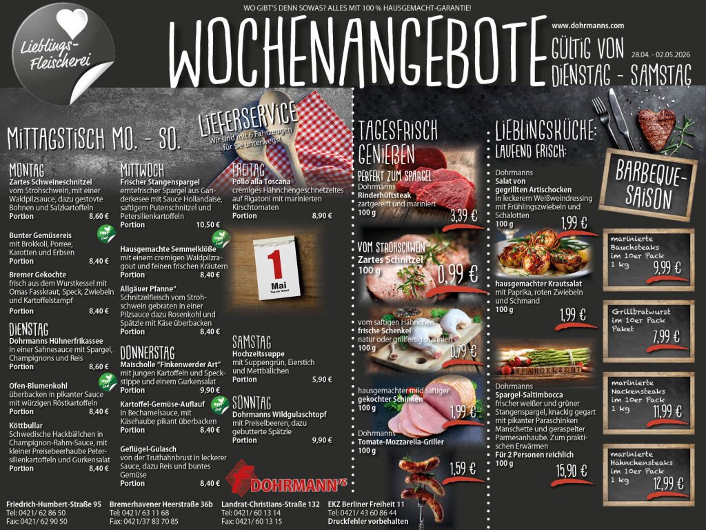 Dohrmanns Fleischerei Bremen Wochenangebote