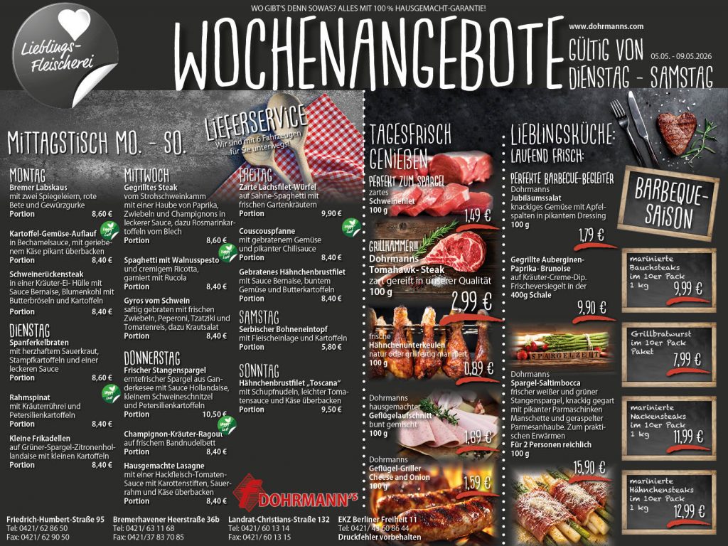 Dohrmanns Fleischerei Bremen Wochenangebote