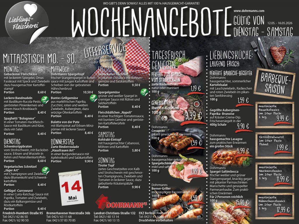 Dohrmanns Fleischerei Bremen Wochenangebote