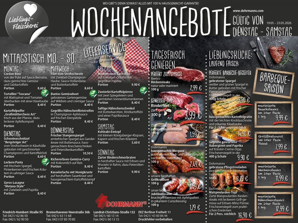 Dohrmanns Fleischerei Bremen Wochenangebote
