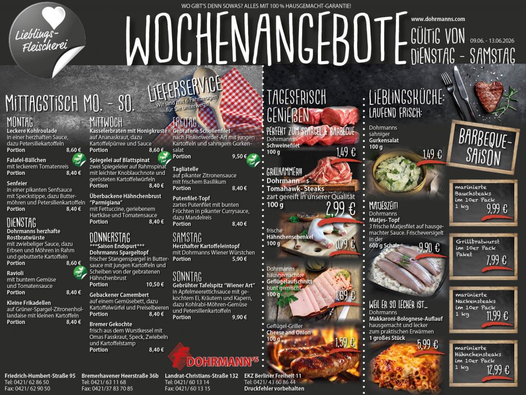 Dohrmanns Fleischerei Bremen Wochenangebote