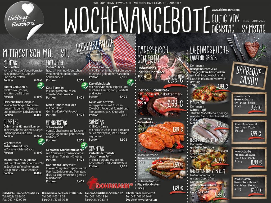 Dohrmanns Fleischerei Bremen Wochenangebote