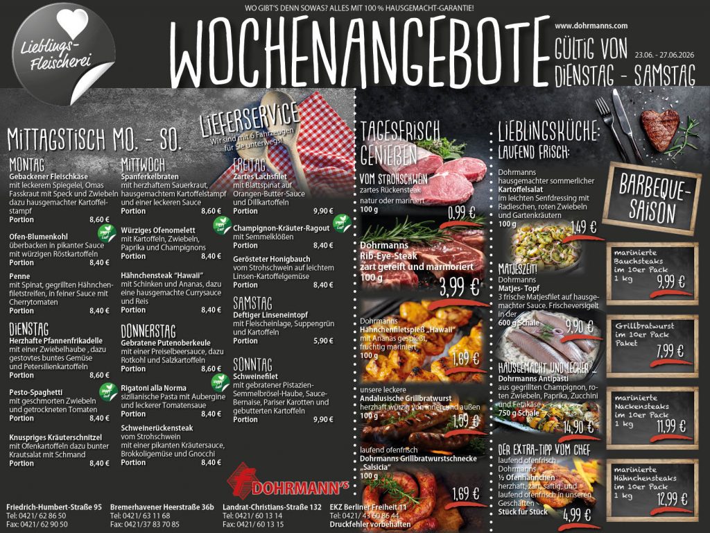 Dohrmanns Fleischerei Bremen Wochenangebote