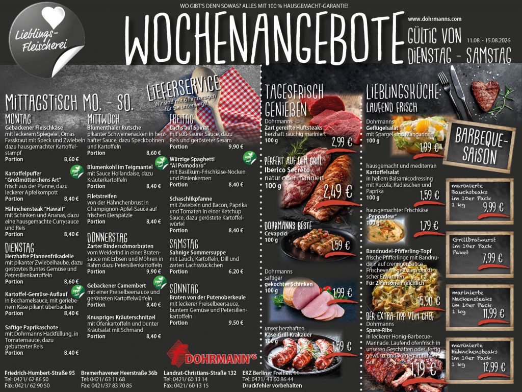 Dohrmanns Fleischerei Bremen Wochenangebote