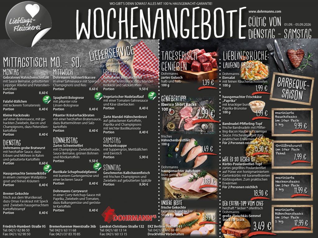 Dohrmanns Fleischerei Bremen Wochenangebote