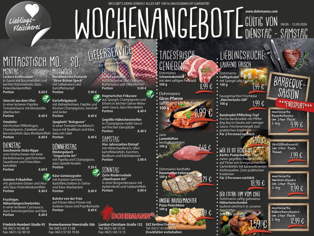 Dohrmanns Fleischerei Bremen Wochenangebote