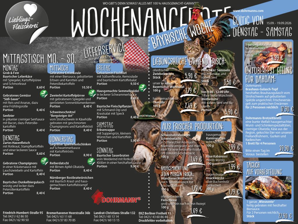 Dohrmanns Fleischerei Bremen Wochenangebote Oktoberfest Bremen