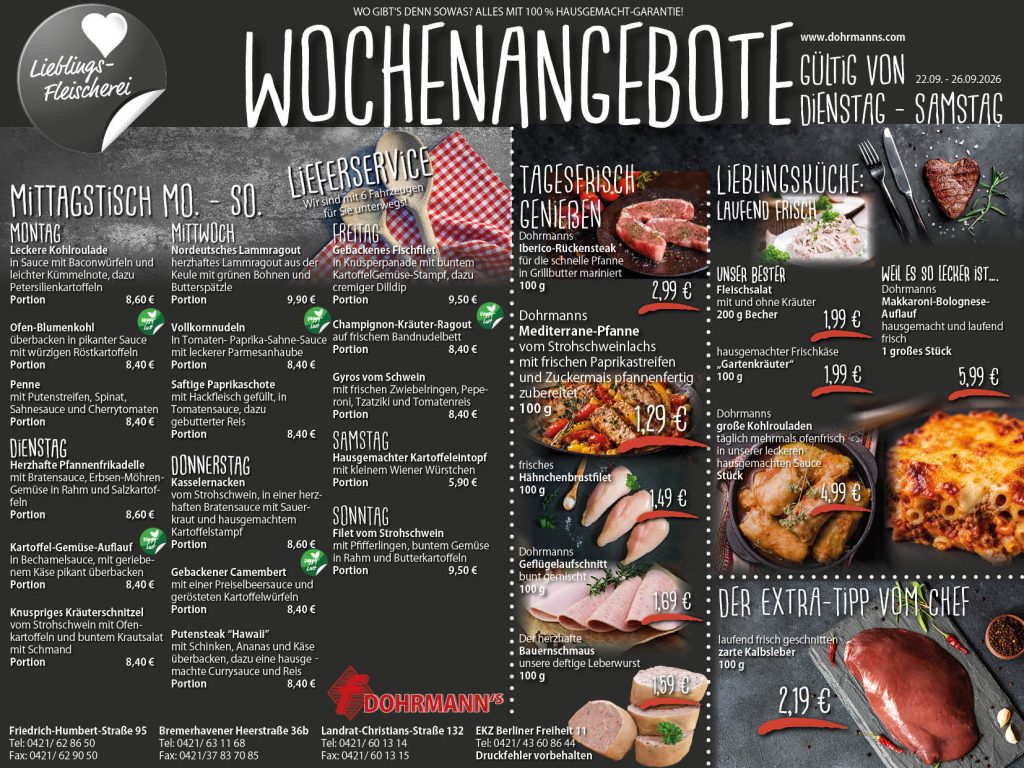 Dohrmanns Fleischerei Bremen Wochenangebote