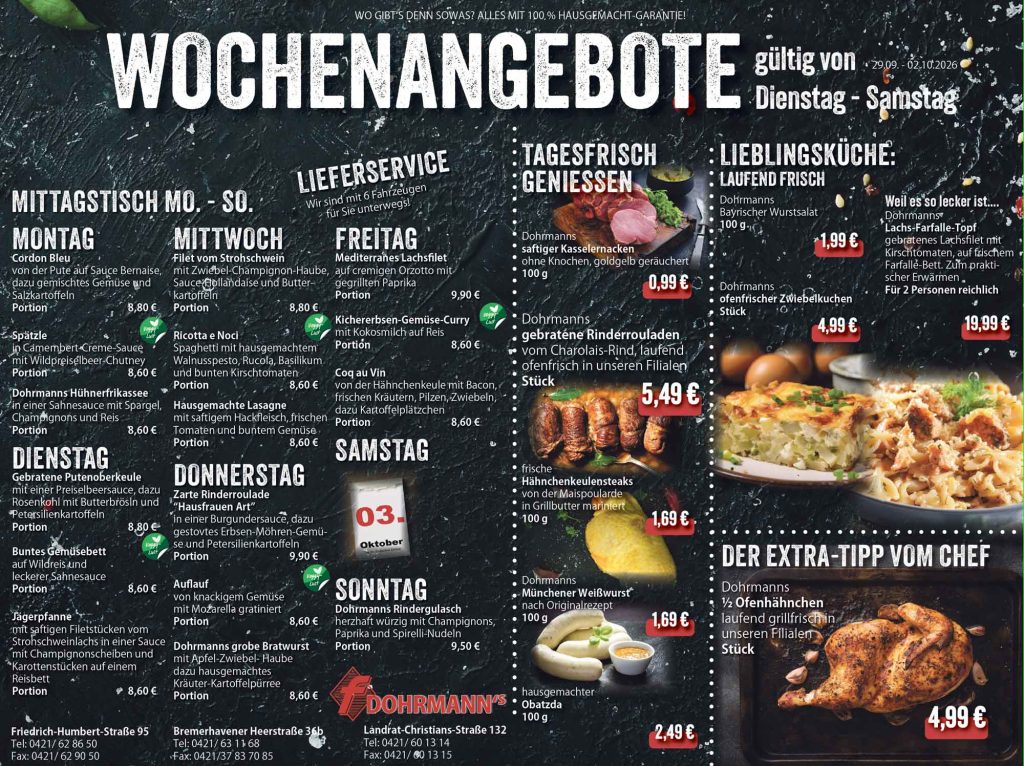 Dohrmanns Fleischerei Bremen Wochenangebote