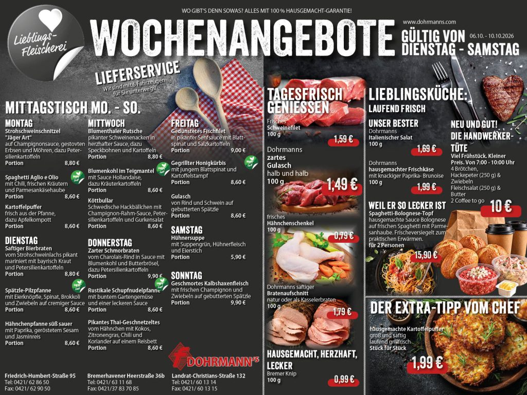 Dohrmanns Fleischerei Bremen Wochenangebote