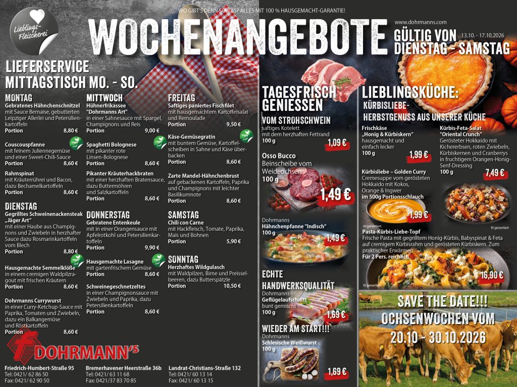 Dohrmanns Fleischerei Bremen Wochenangebote